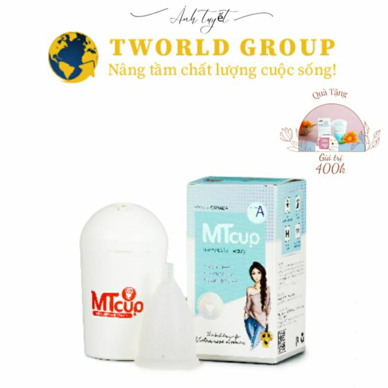 Cốc nguyệt san mtcup giảm đau bụng kinh tặng thêm 1nước rửa cốc khô thoáng thoải mái tworld Extract ]