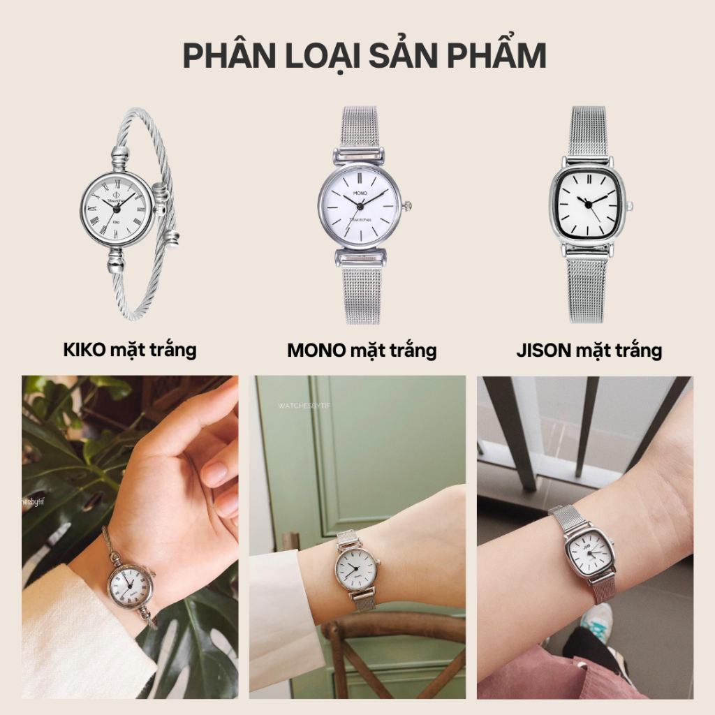Đồng hồ đeo tay MONO Tif Watches Thép Không Gỉ sáng da phong cách Hàn Quốc thanh lịch bền đẹp giá rẻ size 22mm
