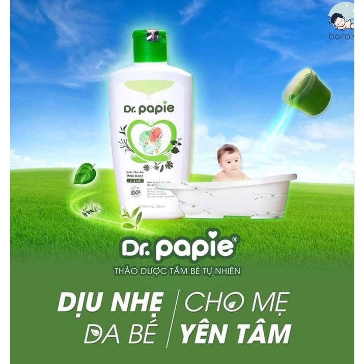 Nước tắm thảo dược Dr. Papie, Việt Nam (230ml) giúp ngăn ngừa và giảm rôm sảy, hăm tã, mẩn ngứa cho bé