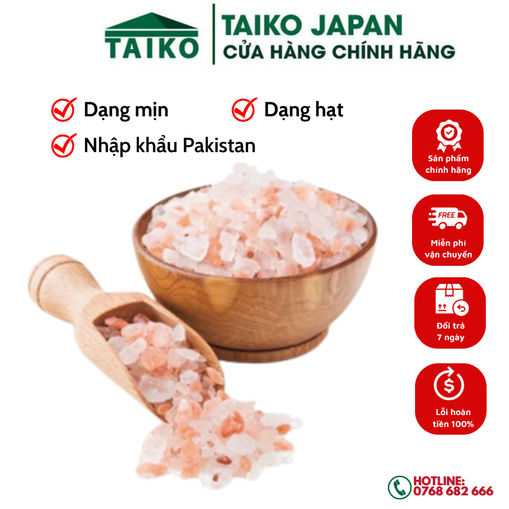 Muối hồng TAIKOMI xuất xứ Himalaya chuyên dùng sơ chế món ăn, nguyên hạt và xay nhuyễn 100g/250g/500g/1000g-Tặng 100g