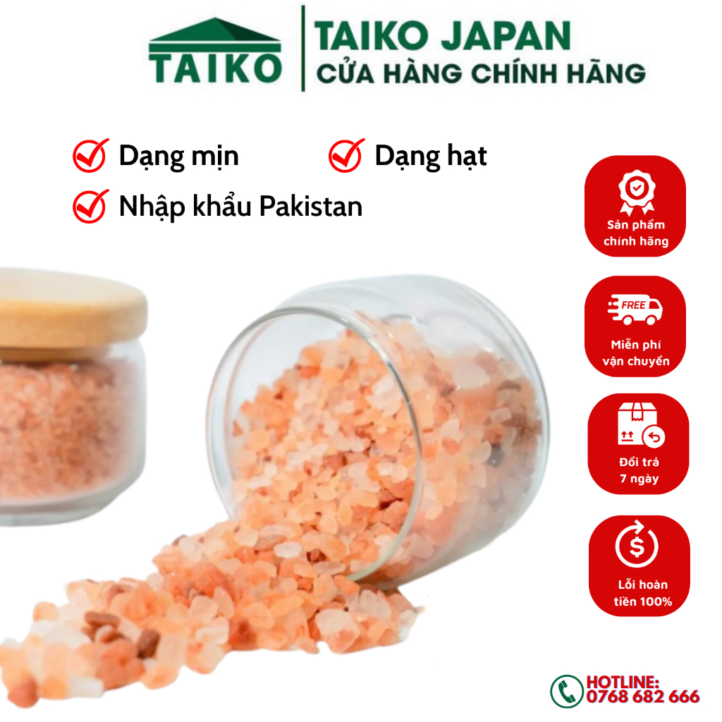 Muối hồng TAIKOMI xuất xứ Himalaya chuyên dùng sơ chế món ăn, nguyên hạt và xay nhuyễn 1000g - Tặng kèm 100g