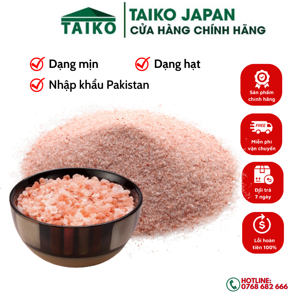 Muối hồng TAIKOMI xuất xứ Himalaya chuyên dùng sơ chế món ăn hạt nhuyễn 1000g