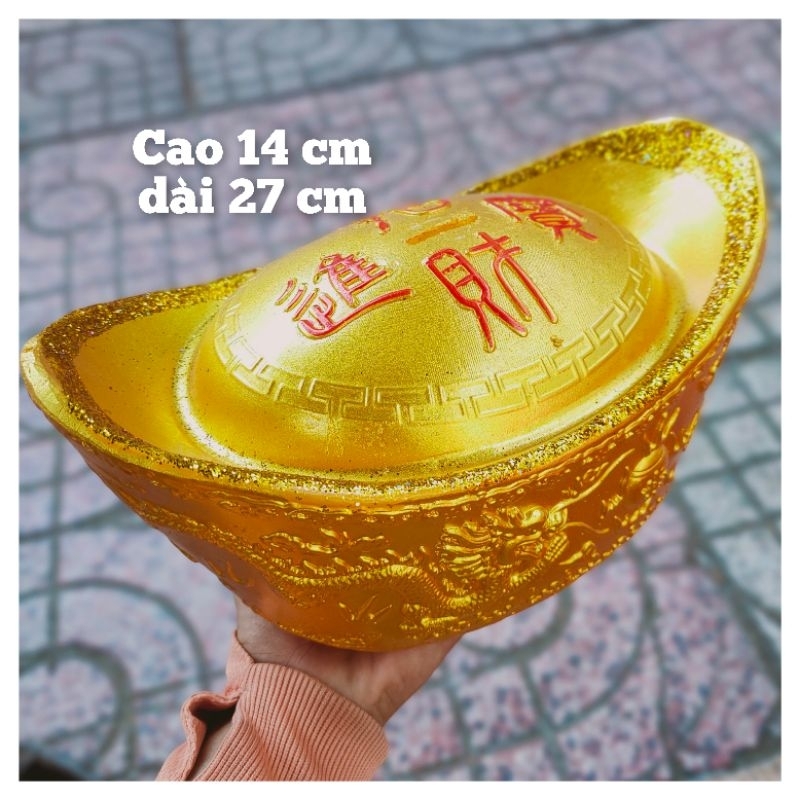 ỐNG HEO ĐẤT HÌNH THỔI VÀNG, CHẤT LIỆU THẠCH CAO VÀNG SÁNG ĐẸP BỀN MÀU (CAO 14 CM DÀI 27 CM)