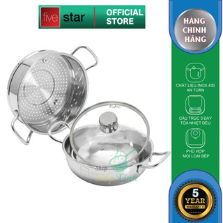 Nồi lẩu inox fivestar 3 đáy đun từ size 24/26/28/30cm , dùng được mọi bếp