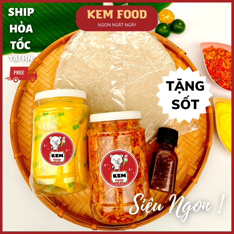 COMBO SIÊU TO BÁNH TRÁNG + HŨ MUỐI HÀNH PHI + HŨ BƠ SIÊU TO