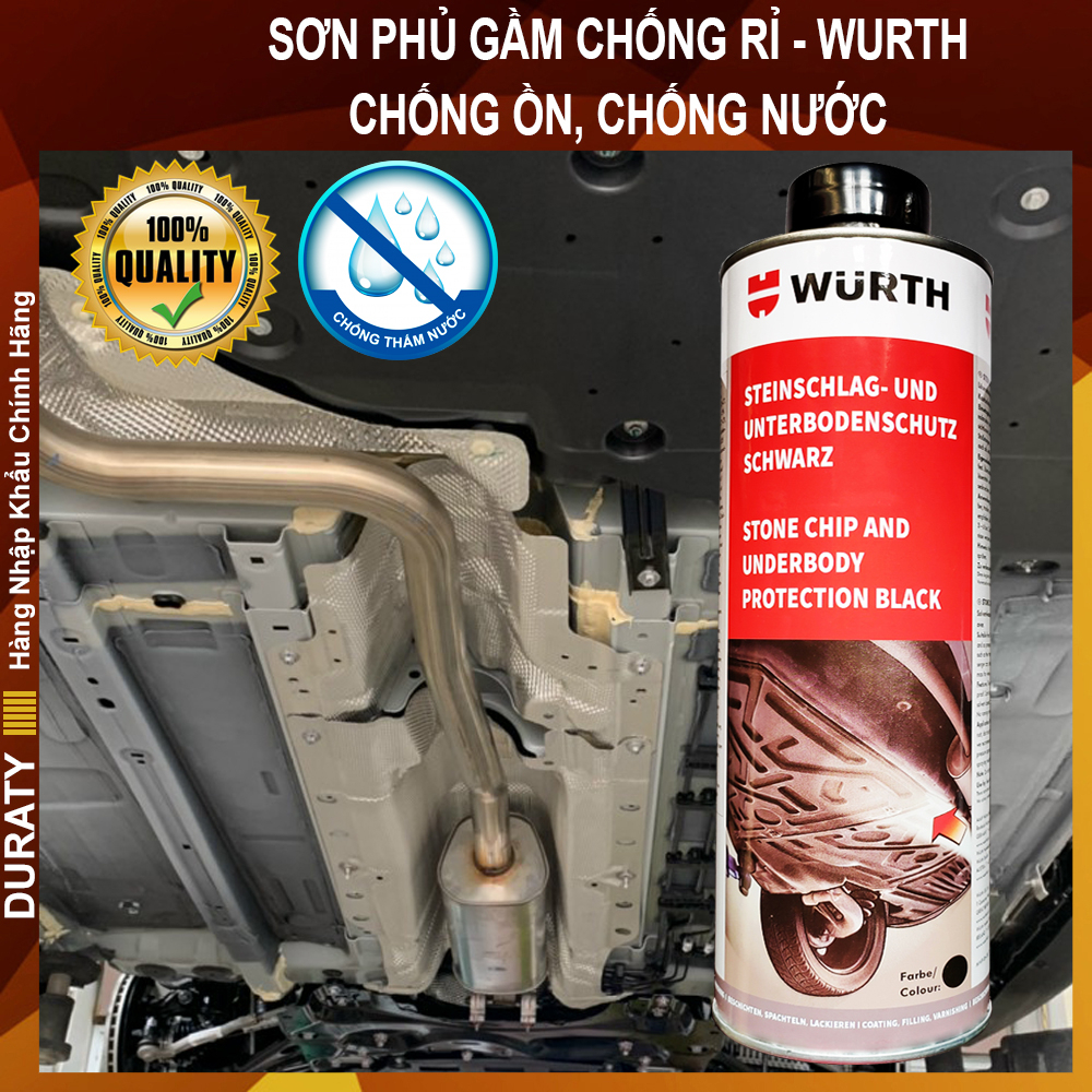 Sơn Phủ Gầm Ô tô - Sơn Phủ Gầm - Chống Rỉ Sét, Mọt Khung Xe, Tăng Độ Cách Âm Ô tô, Chống Nước - WURTH 1000ML [DURATY]