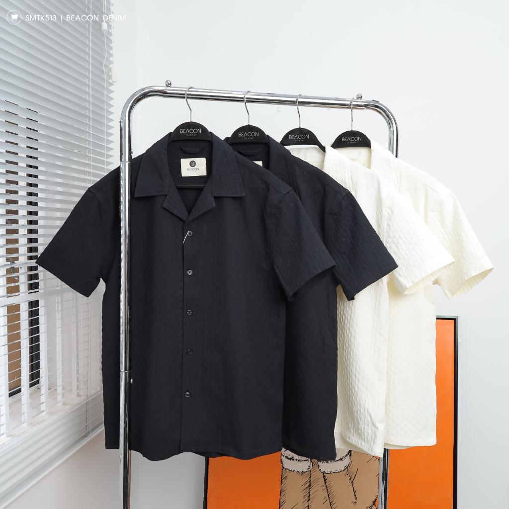 Áo Sơ Mi Thiết Kế Nam Chất Vải Mềm, Vân Nổi BEACON DENIM Mã SMTK513 Sang Trọng, Dễ Phối Đồ, Mát Mẻ