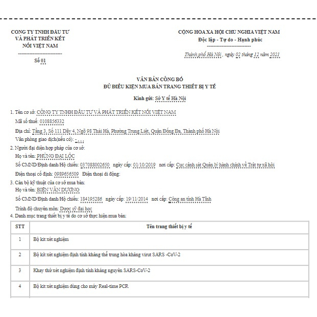 Một Bộ Kit Test Mũi Nhanh Tại Nhà Covid 19 Hightop.