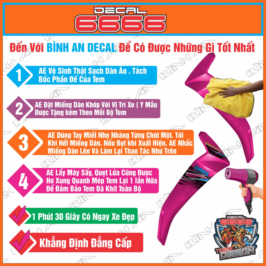 Tem rời EXCITER 150 - zả zin - áp dụng nhiều màu - tydecal6666