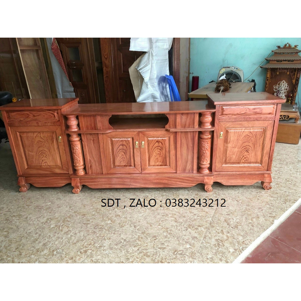 kệ tivi gỗ hương đá 2m phòng khách