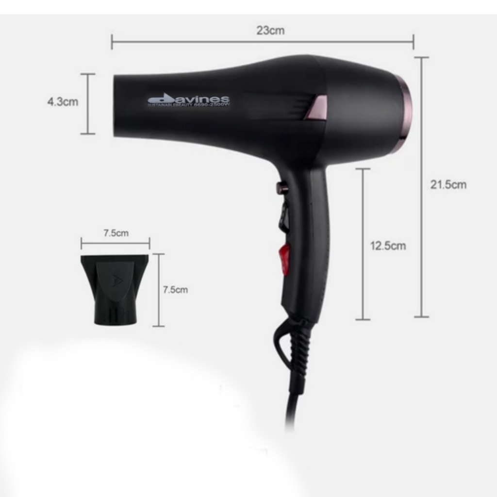Máy sấy tóc Davines 6690-2500w công suất lớn, 2 chiều nóng lạnh chuẩn salon sấy khỏe chạy êm