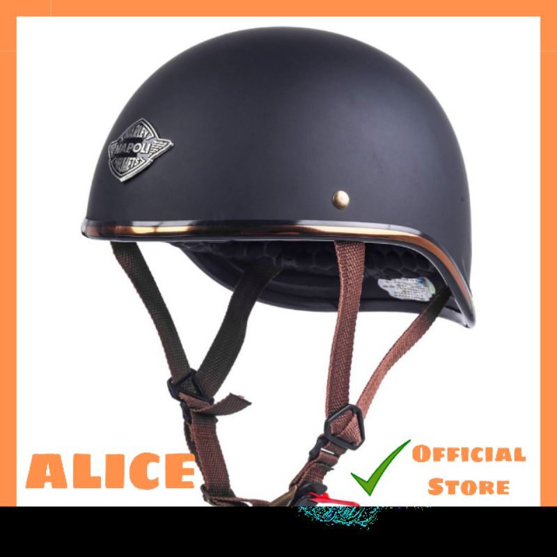 Mũ bảo hiểm nửa đầu Napoli N120 màu ĐEN NHÁM, nón bảo hiểm đua ngựa nửa đầu GANGSTER