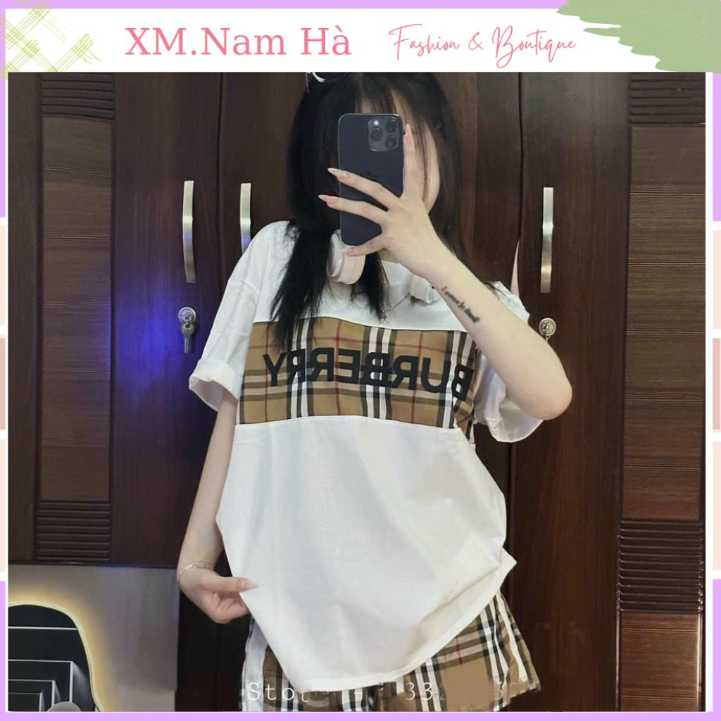 Sét quần áo nữ thun phối kẻ BBR hot cotton co dãn 4 chiều,bộ quần áo nữ trắng đen như hình.