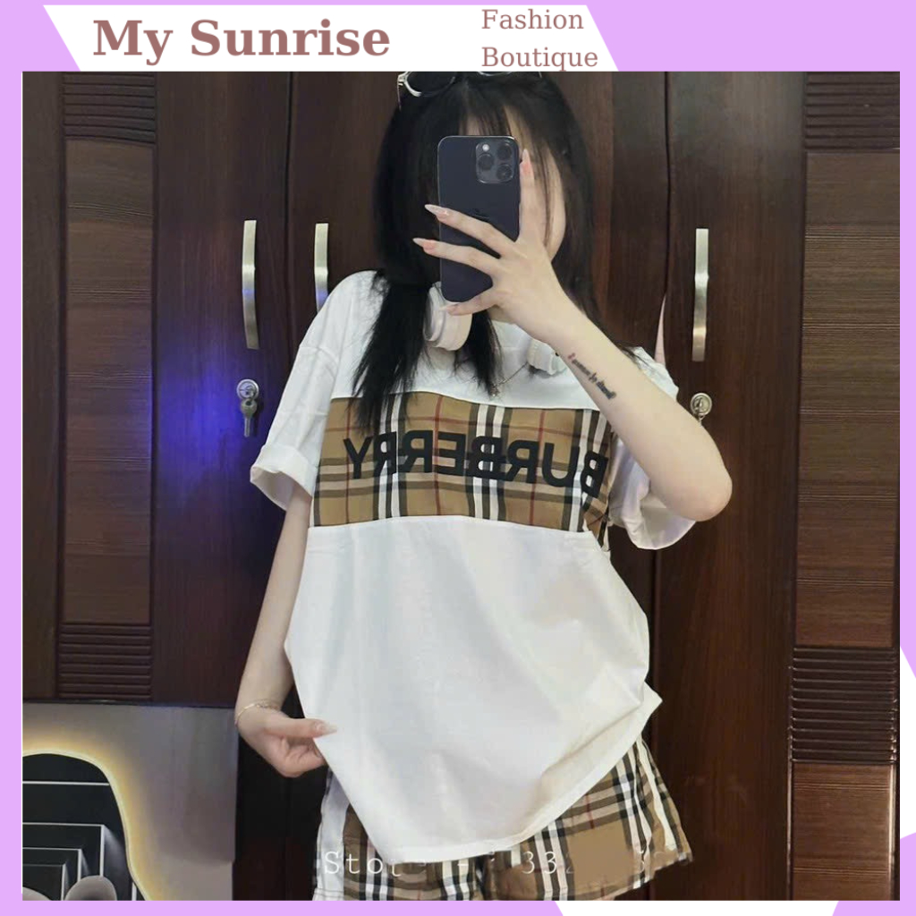 Sét quần áo nữ thun phối kẻ BBR hot cotton co dãn 4 chiều,bộ quần áo nữ trắng đen như hình.