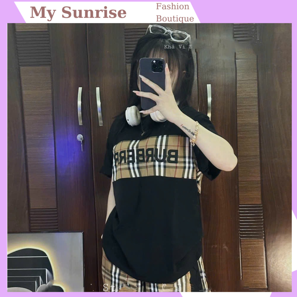 Sét quần áo nữ thun phối kẻ BBR hot cotton co dãn 4 chiều,bộ quần áo nữ trắng đen như hình.