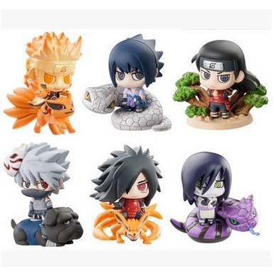 Series hai set 6 mô hình Naruto chibi cưỡi thú, PVC, 5cm, siêu đáng yêu cute phù hợp cho mọi lứa tuổi