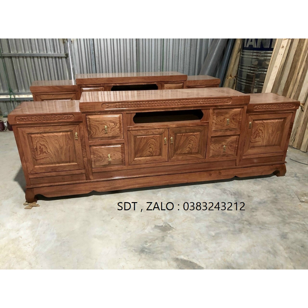 kệ tivi gỗ hương đá 2m phòng khách