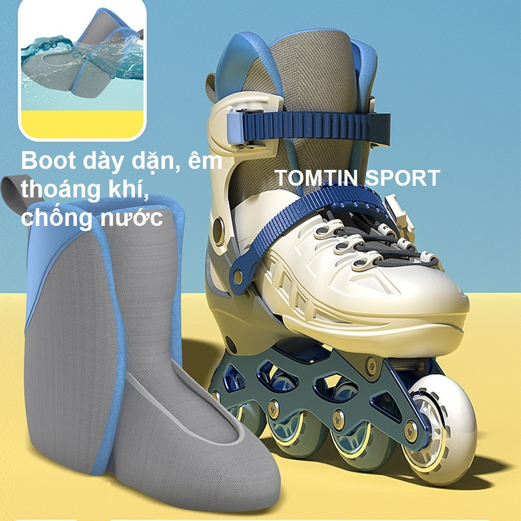 Giày trượt patin trẻ em bánh cáo su sáng led tặng kèm bảo hộ chân tay hãng Sway