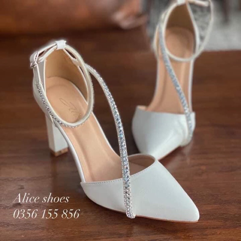 Giày Dép Bupber Cao Gót Mũi Nhọn 10P Phối Xoàn Chéo - Hàng VNXK Cao Cấp - Full Size 34-42