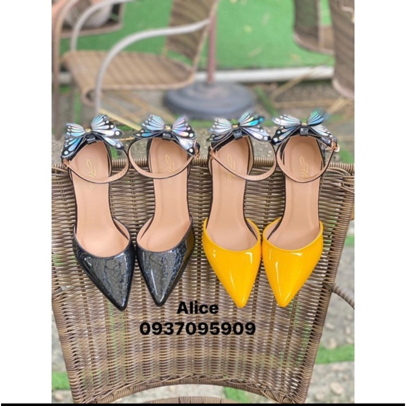 Giày Dép Bupber Cao Gót Mũi Nhọn 10P Phối Xoàn Chéo - Hàng VNXK Cao Cấp - Full Size 34-42