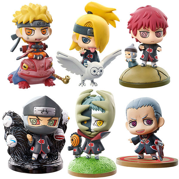 Series hai set 6 mô hình Naruto chibi cưỡi thú, PVC, 5cm, siêu đáng yêu cute phù hợp cho mọi lứa tuổi