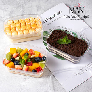 Hộp nhựa Bầu Dục đựng  Tiramisu, Mousse (Set 50 | JM139)