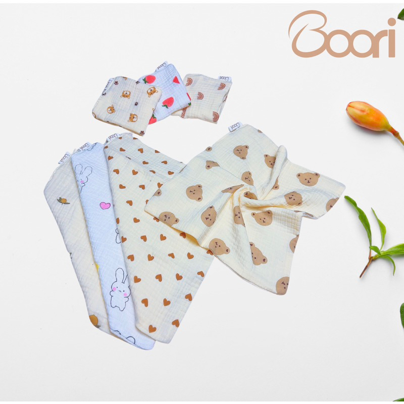 Set 3c khăn sữa muslin 4 lớp Boori