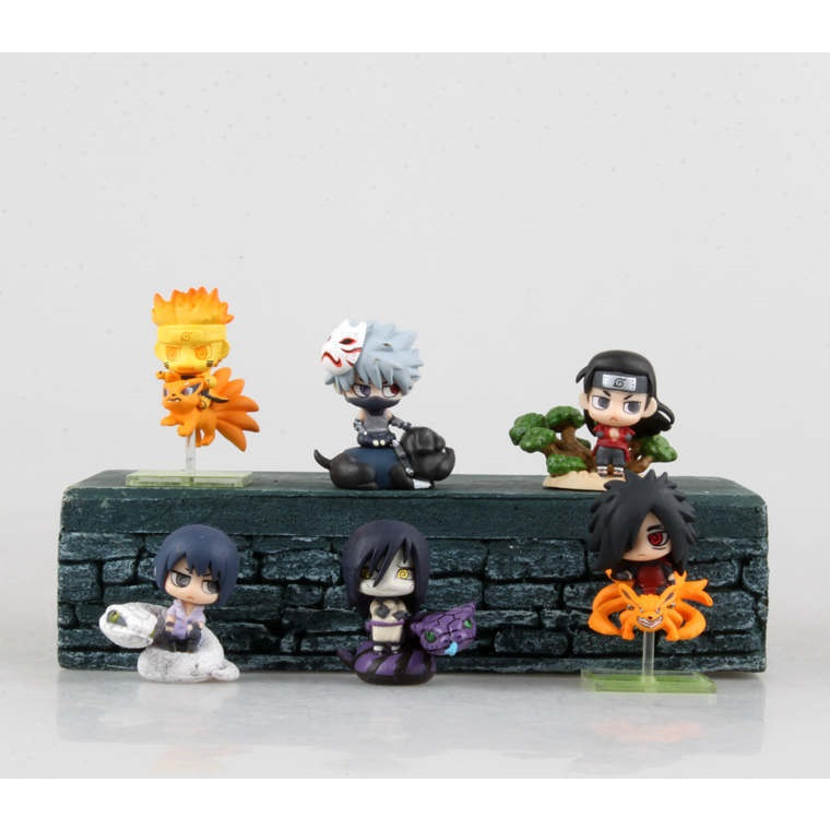 Series hai set 6 mô hình Naruto chibi cưỡi thú, PVC, 5cm, siêu đáng yêu cute phù hợp cho mọi lứa tuổi