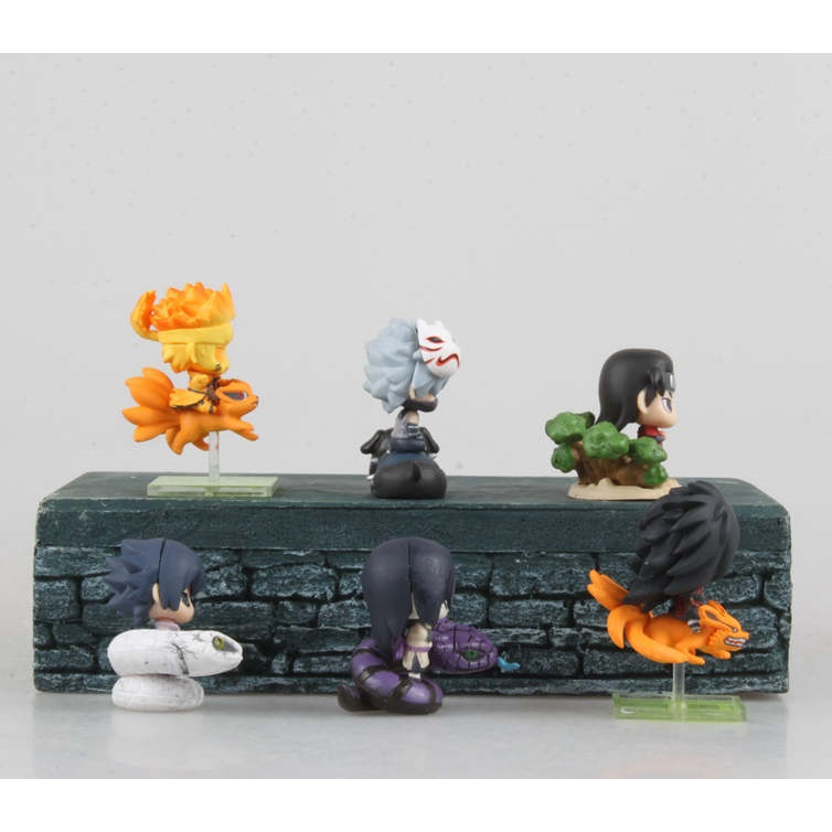 Series hai set 6 mô hình Naruto chibi cưỡi thú, PVC, 5cm, siêu đáng yêu cute phù hợp cho mọi lứa tuổi
