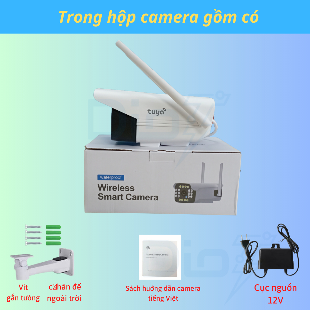 Camera wifi tuya 2.0mpx full HD 1920 x 1080p siêu nét chống nước đêm có màu chính hãng