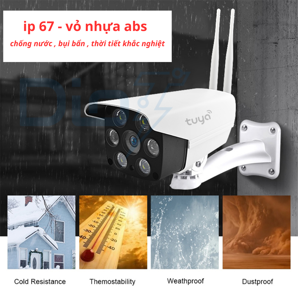 Camera wifi tuya 2.0mpx full HD 1920 x 1080p siêu nét chống nước đêm có màu chính hãng