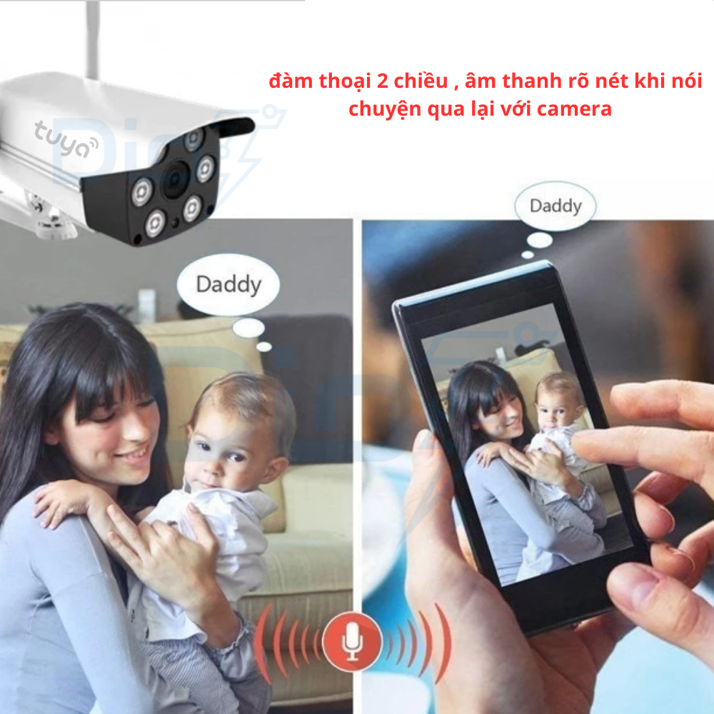 Camera wifi tuya 2.0mpx full HD 1920 x 1080p siêu nét chống nước đêm có màu chính hãng