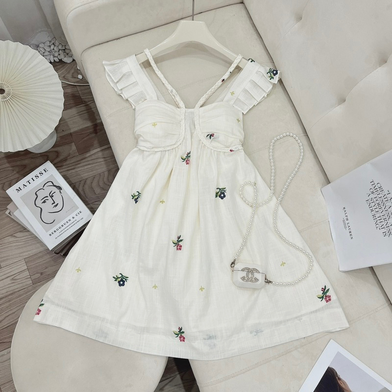 Váy Hoa Line Cánh Tiên 2 Lớp Tết Thừng Có Mút Ngực, Đầm Nữ Dáng Babydoll Có Ảnh Thật | BigBuy360 - bigbuy360.vn