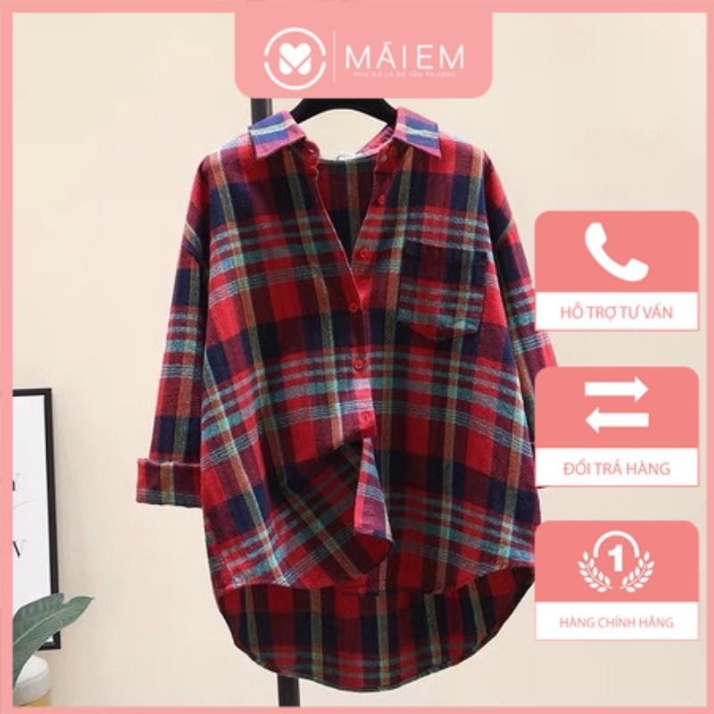 Áo khoác sơ mi kẻ sọc tay dài from chuẩn chất đẹp đủ size _A7245