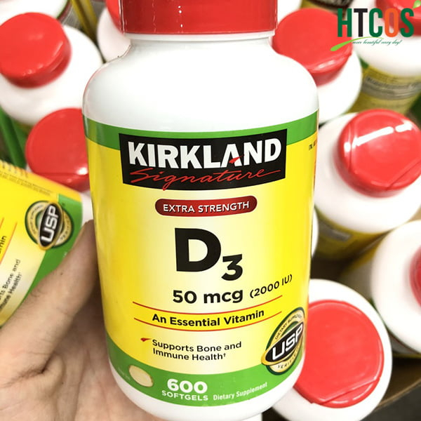 Chỉ Bán Hàng Mỹ ]Vitamin D3 D 50mcg (2000IU) Kirkland chai 600 viên date Mới[Bao Check][Bao dùng]