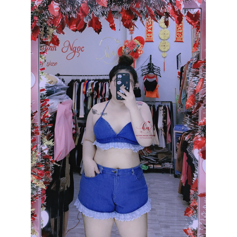 BIG SIZE Set Đùi Jean Bikini Đi Biển 55-90kg