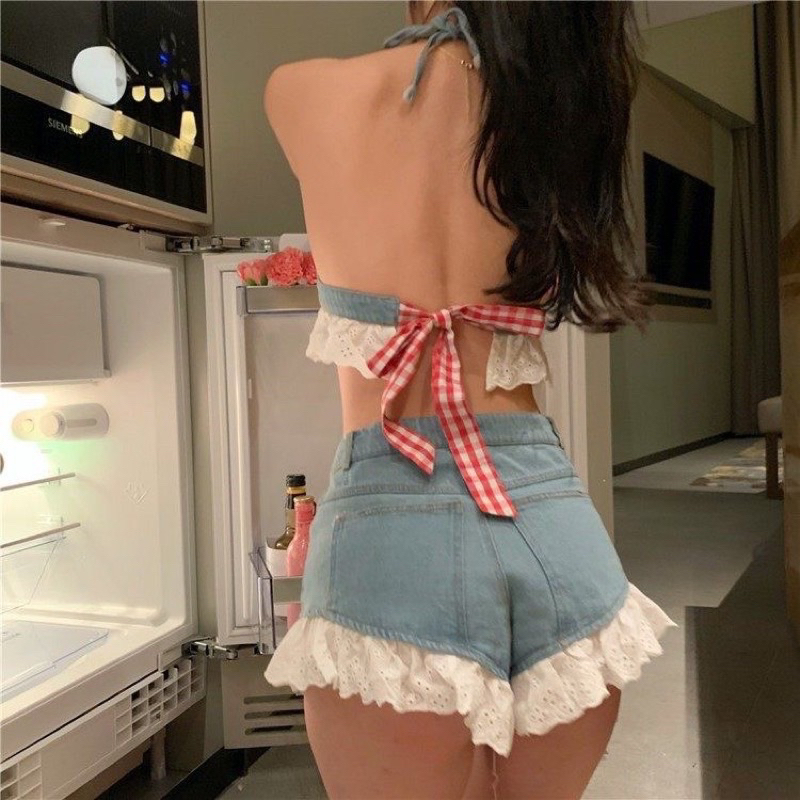 BIG SIZE Set Đùi Jean Bikini Đi Biển 55-90kg