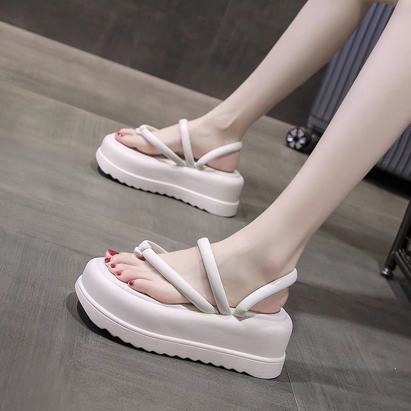 Dép quai hậu nữ đế bánh mì cao 6cm quai tròn thời trang Dép nữ xăng đan nữ đẹp cao cấp xì tin