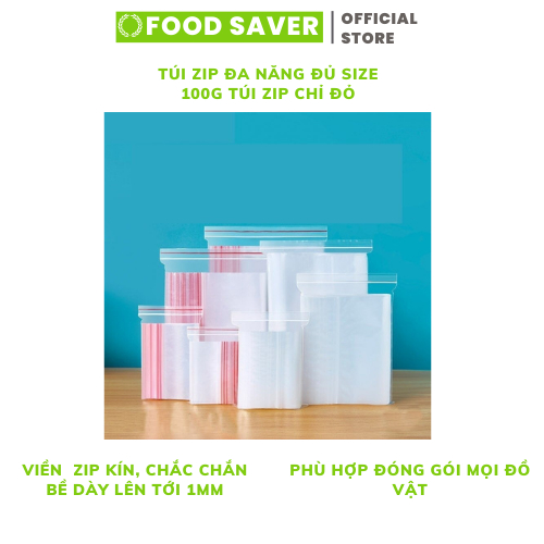 Túi zip chỉ đỏ 100g túi zip viền đỏ loại dày, túi zipper mini đủ size