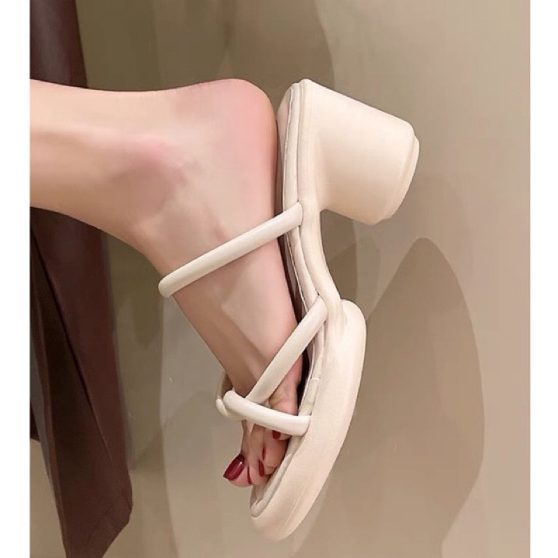 Dép cao gót nữ quai soắn thời trang Dép nữ gót trụ đế dày dáng mảnh phong cách Hàn Quốc