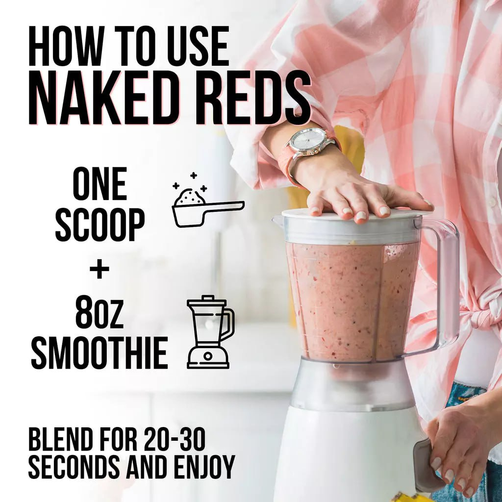 Bột trái cây đỏ NAKED chống oxy hoá Super Reds Fruit 28 lần dùng