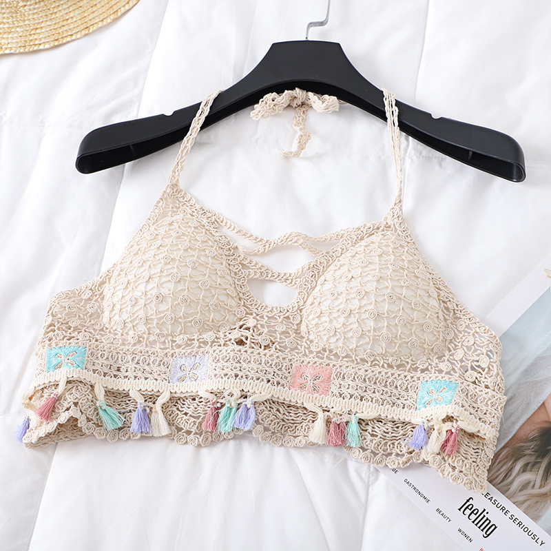 Áo bra đi biển bikini len móc, Đồ bơi mùa hè 2023