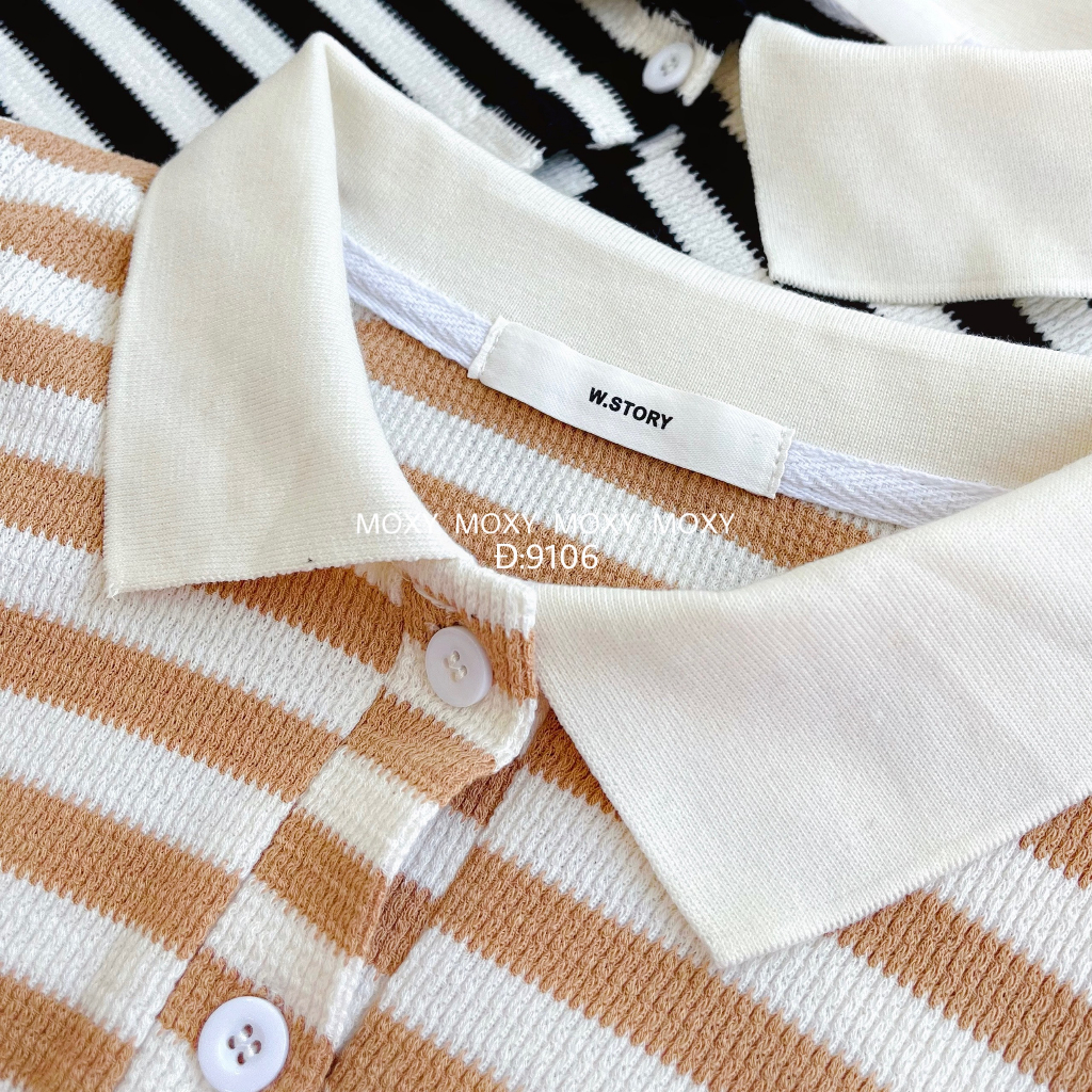 SP009106-Đầm polo sọc maxi