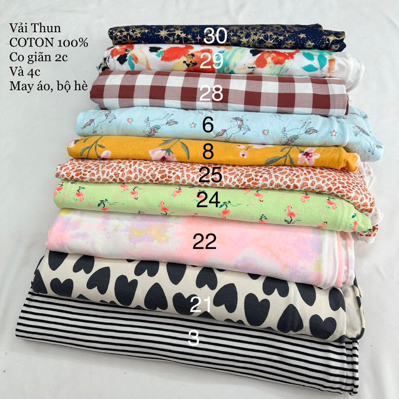 Vải  thun cottonsiêu mát 100% cotton mát - co giãn tốt