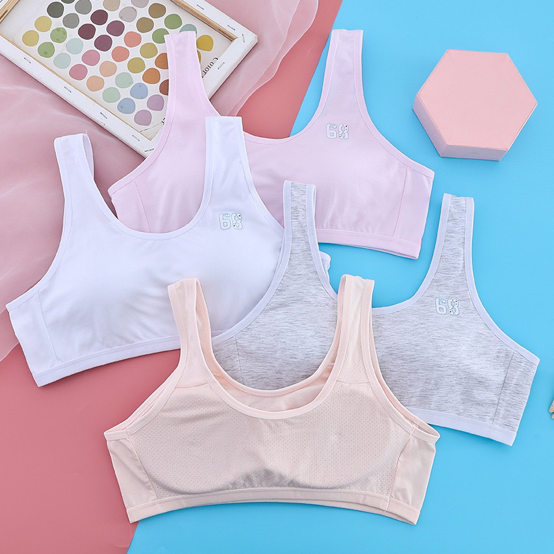 Áo lót học sinh áo bra tuổi mới lớn cotton phối lưới thoáng mát PT27