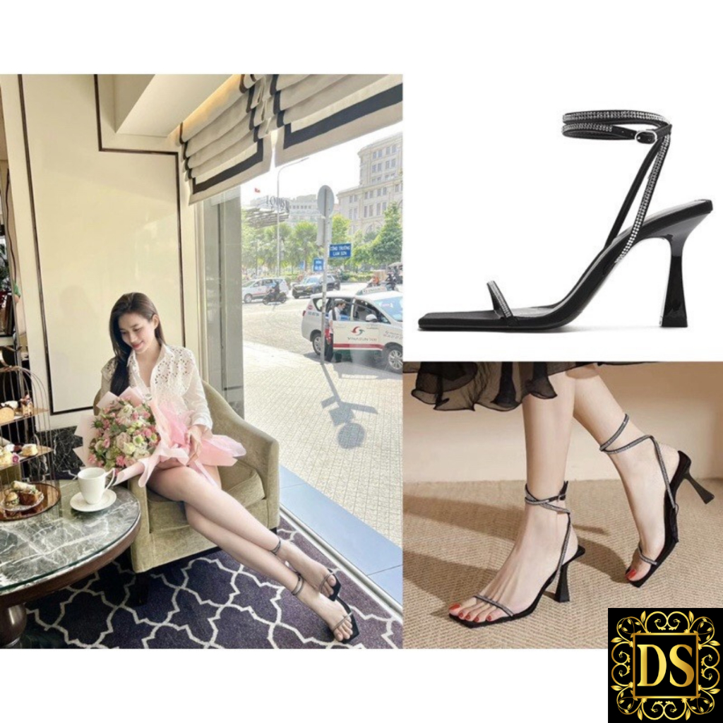 GUỐC ZARAaa ĐÍNH ĐÁ CAO GÓT NỮ CAO 7 PHÂN QUAI MẢNH MÀU ĐEN HOT TREND 2023