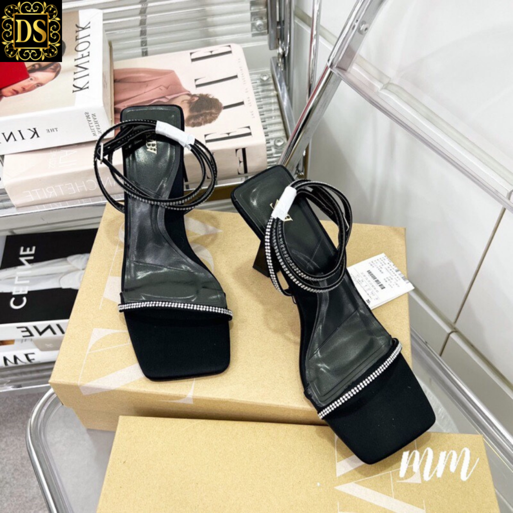 GUỐC ZARAaa ĐÍNH ĐÁ CAO GÓT NỮ CAO 7 PHÂN QUAI MẢNH MÀU ĐEN HOT TREND 2023