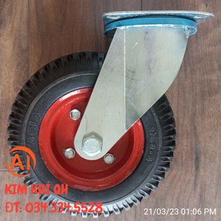 Bánh xe cao su lắp xe đẩy hàng loại 20cm có trục đứng cố định và trục xoay 360 độ - Giá tốt