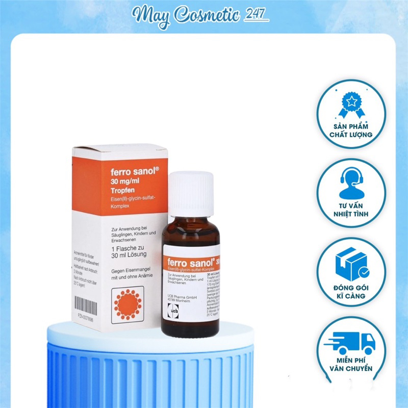 Sắt nước Ferro Sanol tropfen Đức cho trẻ từ sơ sinh, trẻ em, người lớn 30ml