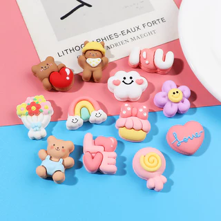 (Hàng sẵn+được chọn mẫu) Sticker/jibbitz/ Charm 3D  có nút cài gắn dép có lỗ dép cross hình cute siêu đẹp được chọn mẫu
